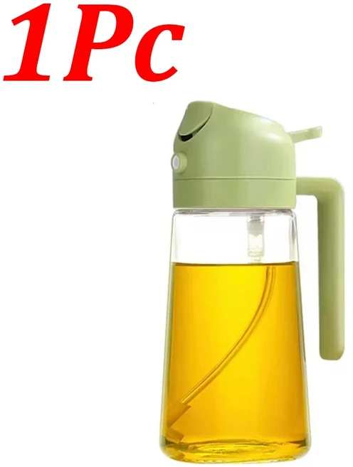 1-4개 2in1 500ml 플라스틱 스프레이 오일 분무기 병 요리용 올리브 오일 디스펜서 주방 베이킹 BBQ 피크닉, 14 1Pc Green