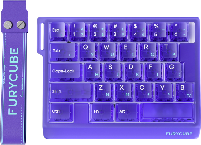 FURYCUBE M30HE 마그네틱축 원핸드 키보드 30키 고성능 8k 래피드 트리거 자석축 게이밍 키보드 기계식 e-sports 유선 LED 커스텀 등고선, 마그네틱축(자석축), 프로스트 퍼플