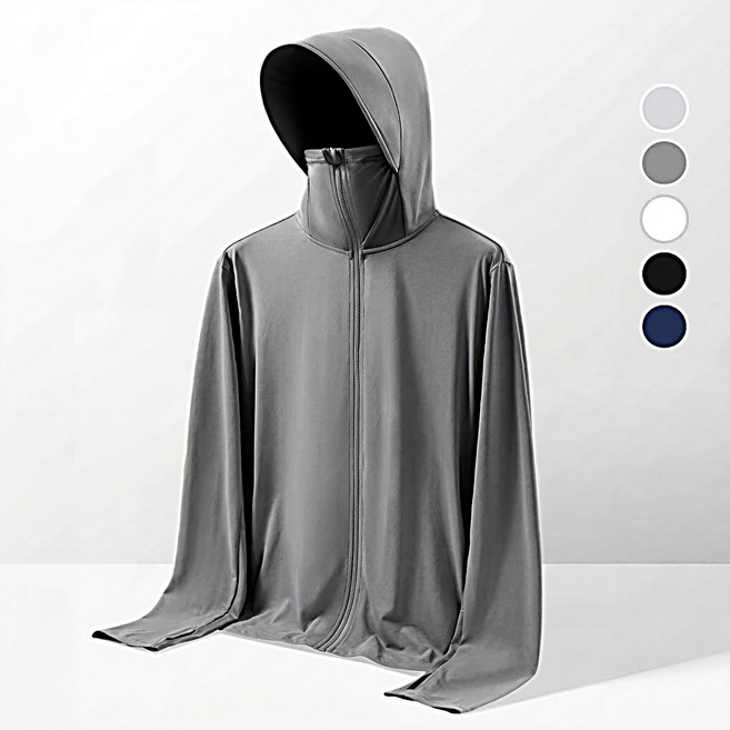 SUB22 자외선차단 쿨링 래쉬가드 집업 자켓 햇빛 가리개 후드티, 다크그레이