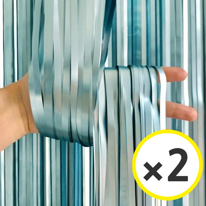 생일파티 용품 파티커튼 42컬러 홀로그램/새틴 무광/파스텔/샤이니 포토존 소품 은박 수술 가랜드 커튼 [에브리띵스마일], 새틴 스카이블루, 2개