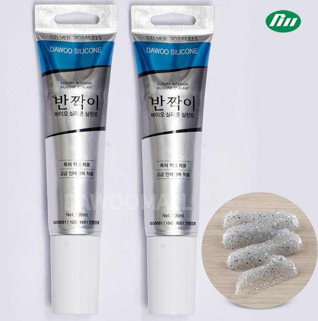 다우 반짝이 바이오 튜브형 실리콘 은색펄 100ml(튜브짜개증정) 욕실 주방 실내인테리어 실란트, 2개