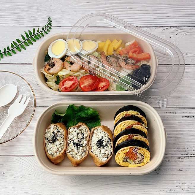 일회용 펄프 포장 용기 도시락 김밥 샐러드 포장용기, 1L, 50개