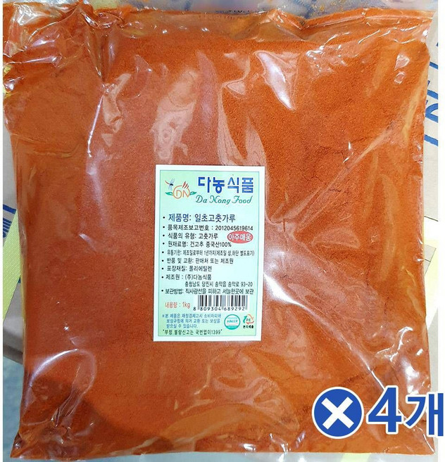 TBZ 다농 청양 고추가루 (다데기용 1kg) x4개 고춧가루 cju+008Ql, 단일상품(ZYL8642), 4kg, 1개