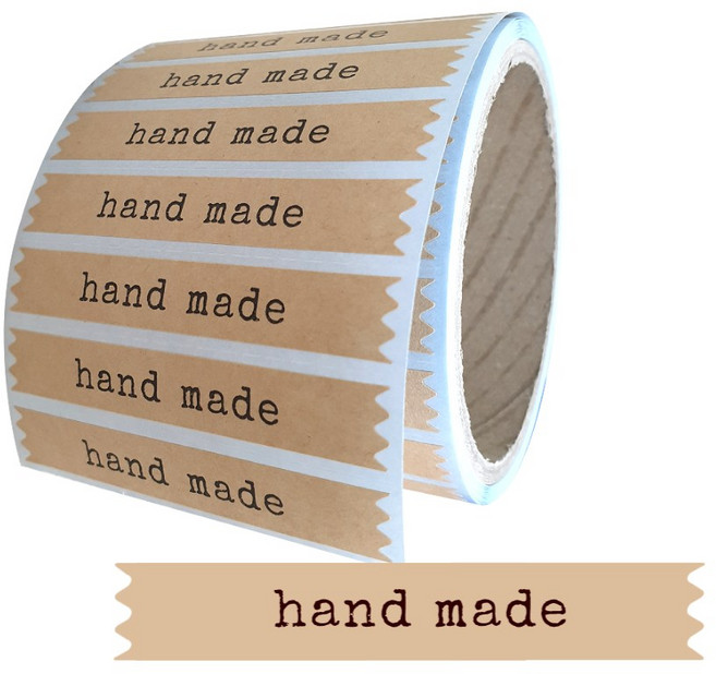 핸드메이드 스티커 크라프트 크래프트 롤 지그제그 라벨 베이지, 1롤