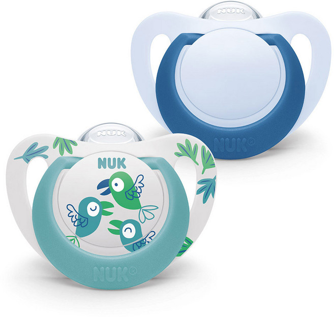 누크 스타 노리개젖꼭지 2종 세트, S2(6~18개월), 버드 + 블루, 1세트