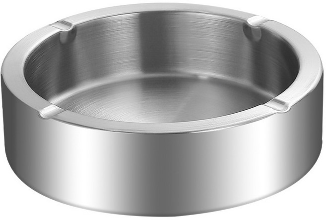 酒店家用烟灰缸不锈钢网吧家居客厅金属加厚大号防摔个性烟缸创意, 1個, 银色:17cm