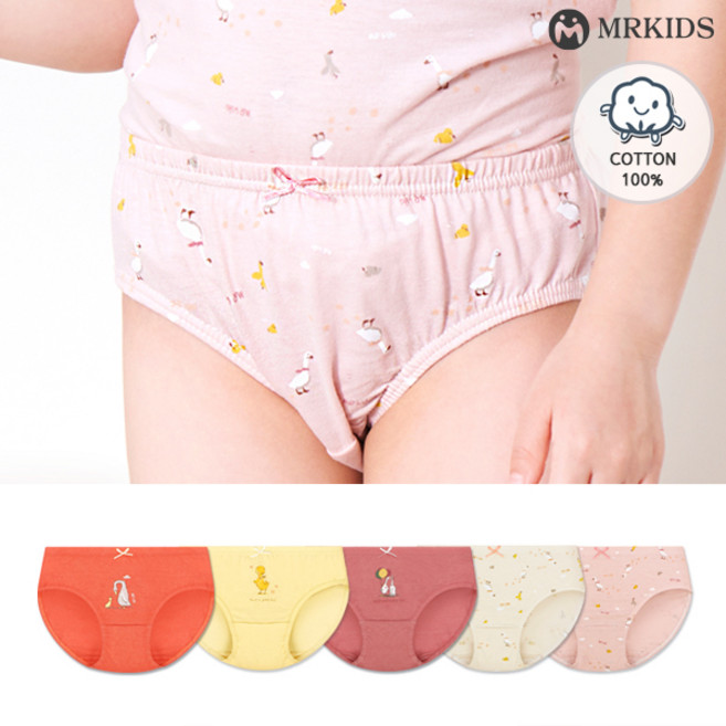 엠알키즈 오리 순면 여아삼각팬티 아동속옷 5종세트