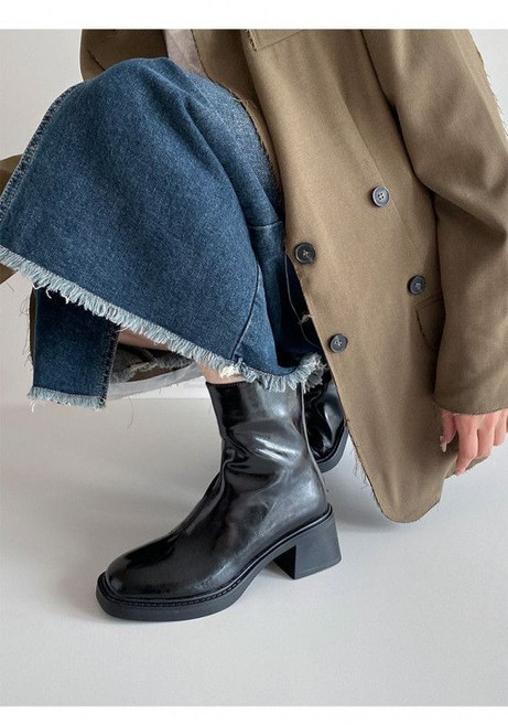 앵클부츠 라운드 가보시 통굽