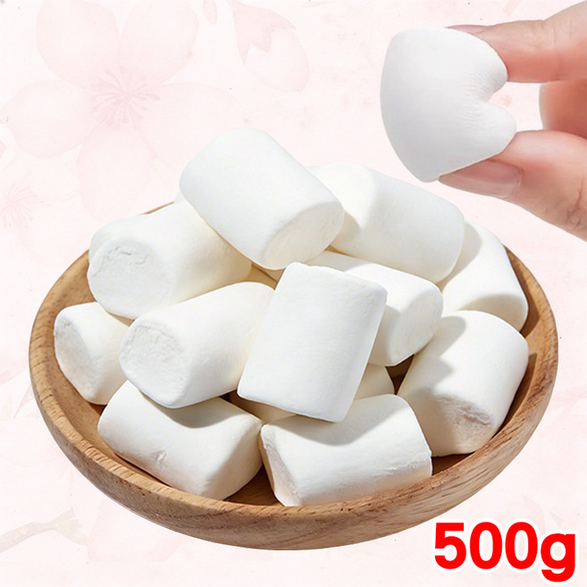 [0지방] 화이트 빅 마시멜로 업소용 베이킹 캠핑 두바이 쫀득쿠키 재료 마시멜로우 눈꽃과자 쫀득한 과자 원재료 베이킹 구워먹는 쫀득쿠키초콜릿용 마쉬멜로우, 1개, 500g