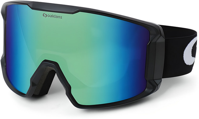 오클랜즈 S7 프리미엄 스키 고글 + 하드케이스 + 클리너겸용파우치, 블랙프레임 + 블루골드밀러렌즈, 1개