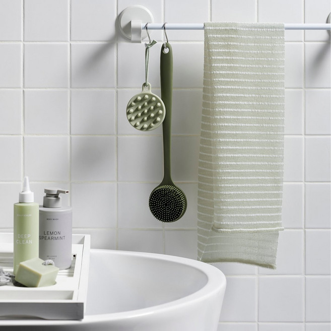 JAJU 25N 부드러운 라인 샤워 타월_카키그레이 -8806076201158 435181, JAJU 25N 부드러운 라인 샤워 타월_카키그레이 -