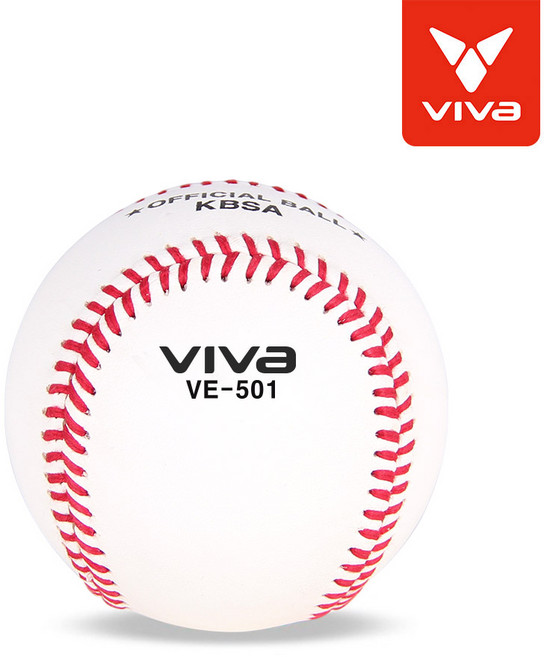VIVA 야구공 VE-501 (초등 공인구) 야구공 시합구 100% 소가죽 울50% 흑사사용, 1개