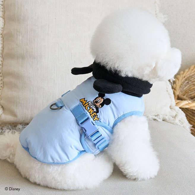 베니즈 디즈니 겨울 강아지패딩 애견아우터 컬쳐 스누드 겨울 옷, 1개, 미키_스카이블루