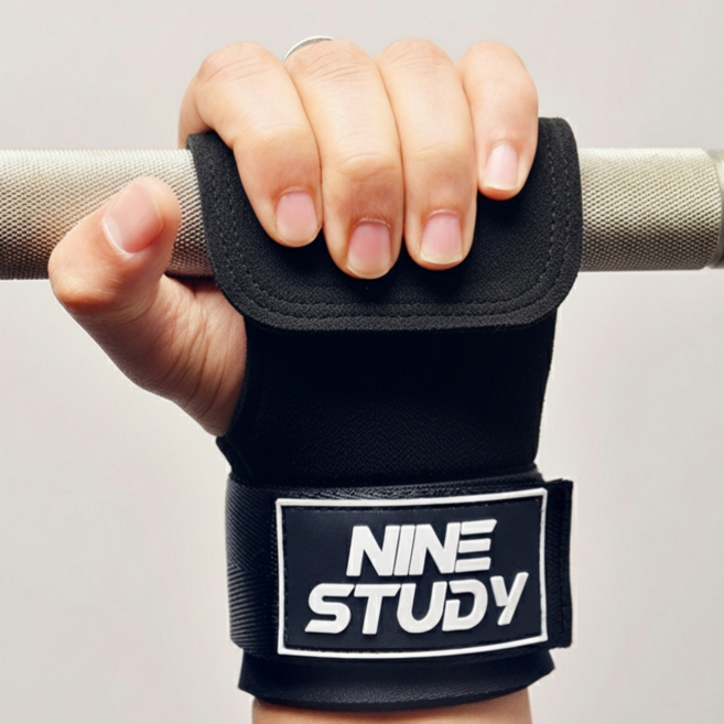 프리미엄 스웨이드 손바닥 보호 리프팅 그립 스트랩, 블랙