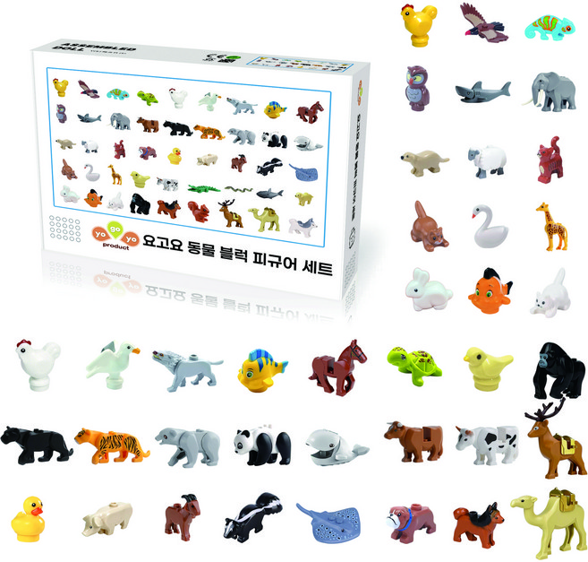 요고요 블럭 동물 피규어 45종 세트 레고 호환 블록, 1개