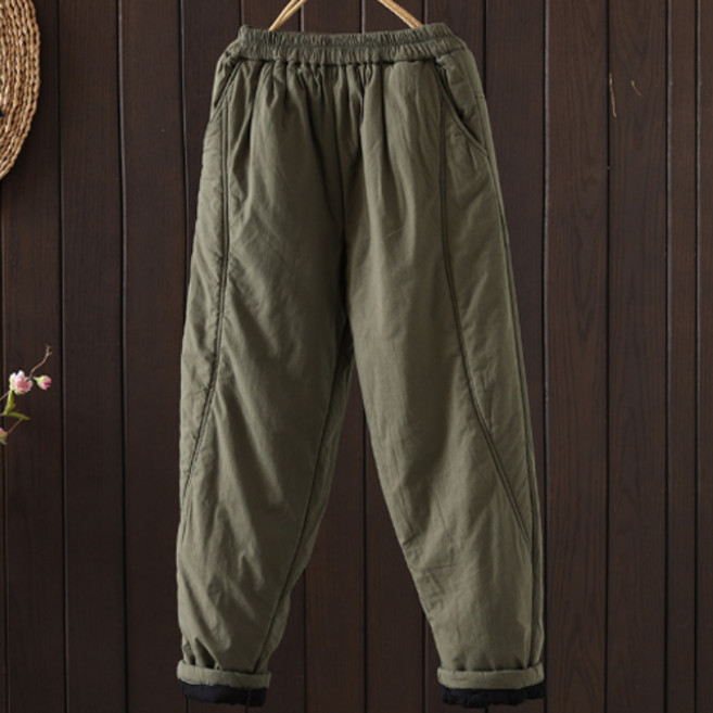 겨울 여성 누빔 따뜻한 팬츠 허리 신축성 하렘 바지 -k512