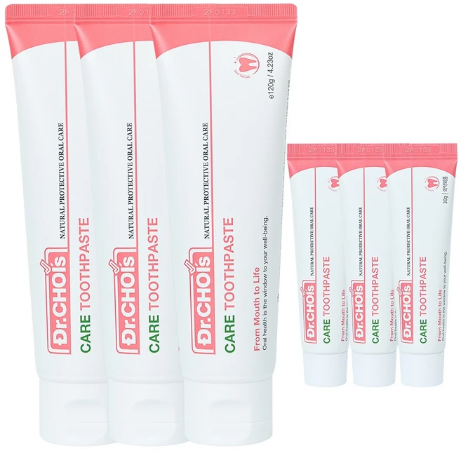 닥터초이스 좋은치약 케어 120g x 3p + 케어 여행용 30g x 3p 세트 - 쿠팡