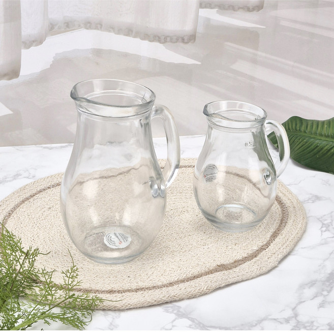 파사바체 유리 워터 저그 500ml 1L 물병 셀프바 식당 음식점 대용량 과일 소주, 1개, 투명