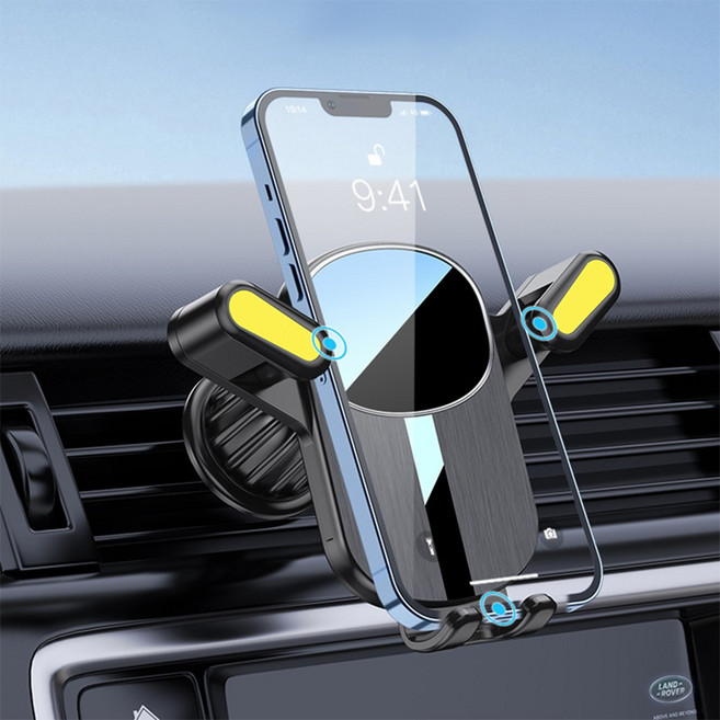 지노킹 송풍구형 자바라 차량용 핸드폰 거치대, 4개, 옐로우