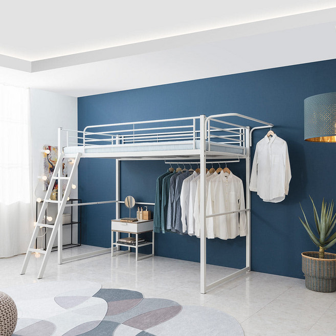 브라보가구 밀라 철제 벙커침대+본넬 매트리스 SS, 화이트