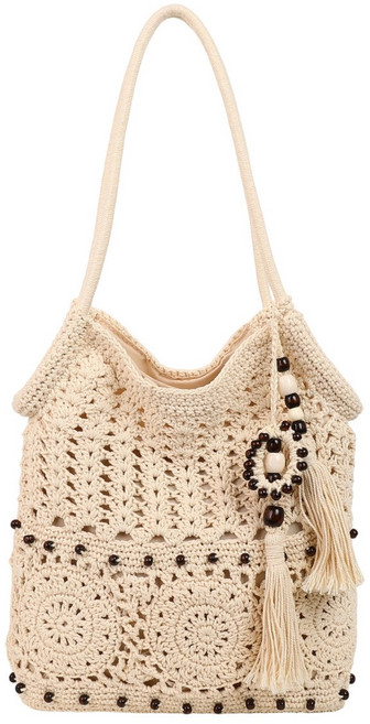 타니티니 여름 태슬 뜨개 숄더백 휴양지가방
