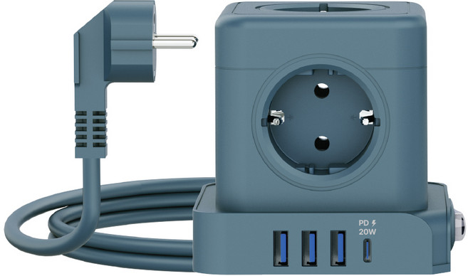 [에코너] MT04 큐브멀티탭 전선형 (5구/C타입/USB), 1개, 얼루어블루, 1.8m