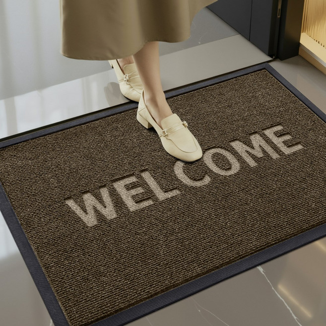 DEXI 1개 바닥 출입구 현관매트 웰컴 현관 미끄럼방지매트 그레이 현관 발매트 먼지 제거 논슬립, Brown