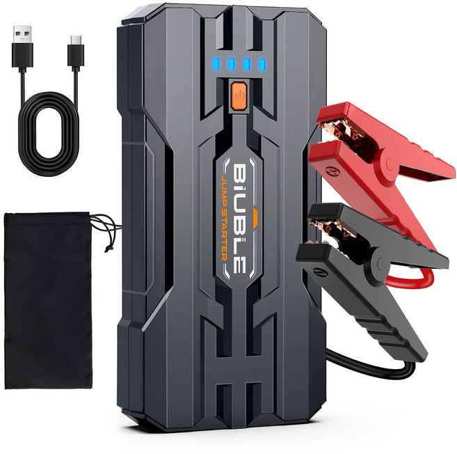 BIUBLE 3000A 자동차 점프스타터 보조배터리 12V 모든 차동 호환 가능, 1개, 8000mAh