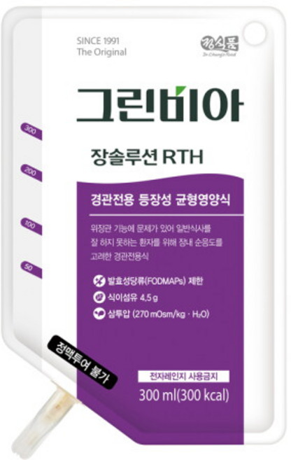 [그린비아] [정식품] 장솔루션 RTH 경관식 등장성 균형영양식 환자식 300mlx20포, 300ml, 20개