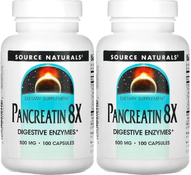 소스내추럴스 판크레아틴 Pancreatin 500mg 100캡슐 2병, 100정 - 쿠팡