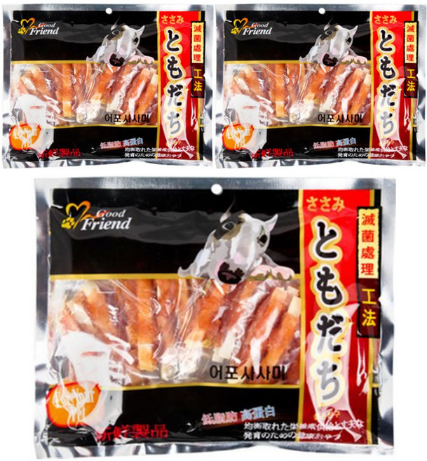 굿프랜드 도모다찌 어포사사미, 닭가슴살 + 건어포 혼합맛, 3개, 380g