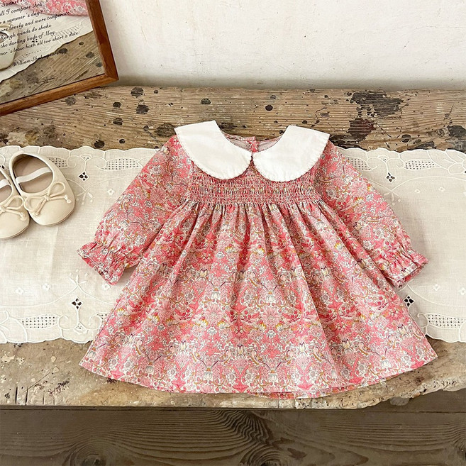 투에그 유아용 러블리 플라워 긴팔 원피스