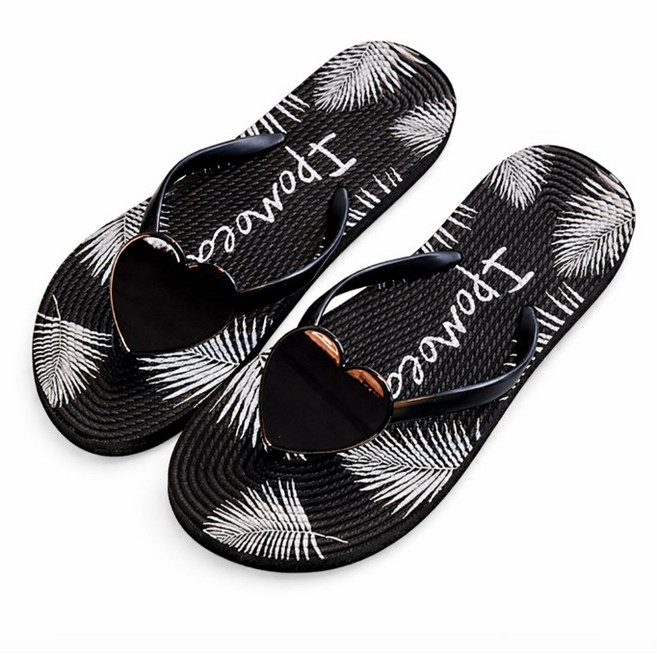 MIROSE 하트메탈 여성 쪼리 슬리퍼 캐주얼 데일리 플립플랍 휴양지 바캉스