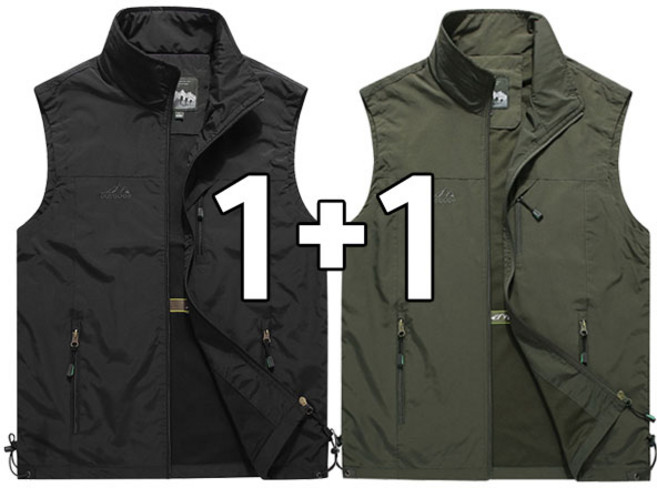 차쿠 1+1(2세트) 남성 작업 조끼 베스트 캐주얼조끼 낚시 등산 아웃도어 조끼 캠핑조끼 중년조끼 아빠 아저씨 택배조끼 빅사이즈 조끼
