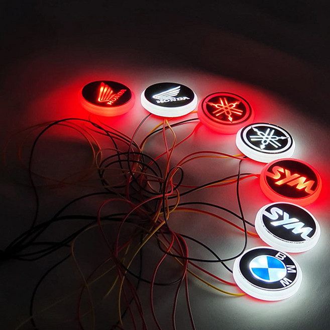 스파이더튜닝 2WAY 오토바이 엠블럼 LED 튜닝 54mm 원형 릴레이내장형, 1개, 레드 야마하