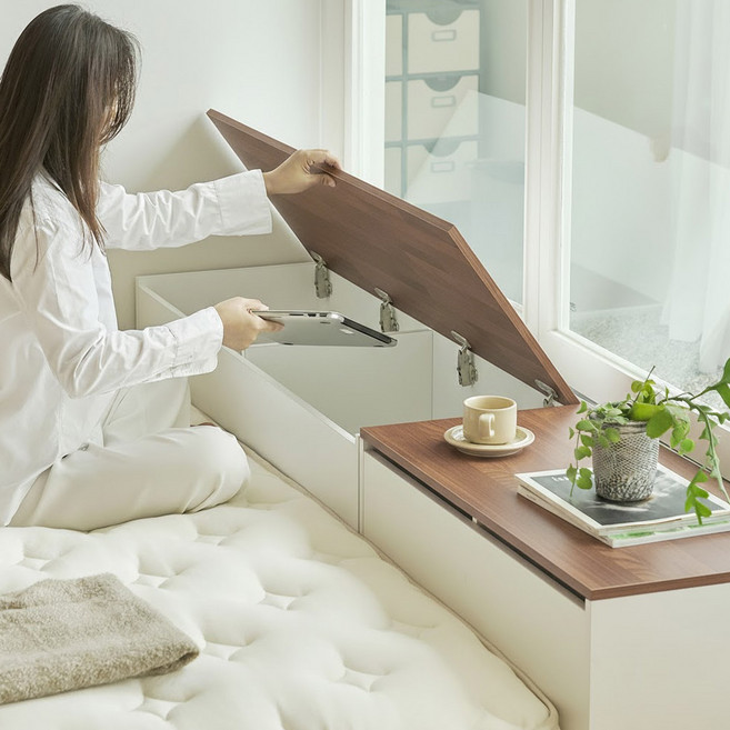 아씨방가구 베라 거실 수납 벤치 스툴 의자 1200, 멀바우 화이트