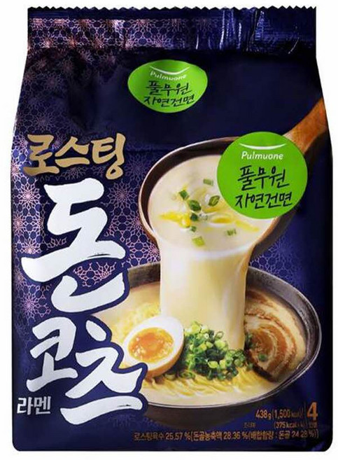 풀무원 로스팅 돈코츠라멘 안매운 건면 봉지 라면 4개 탕비실 회사 간식, 1팩