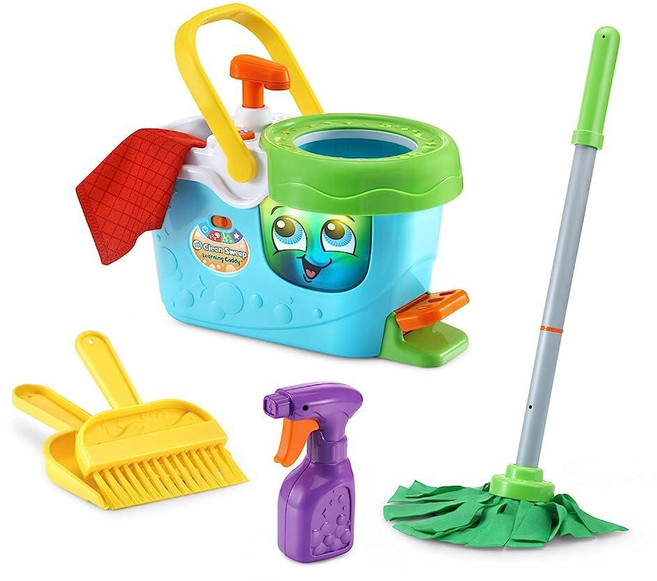리프로그 LeapFrog Clean Sweep 학습 캐디 키즈 대걸레 빗자루 청소 세트 3~5세용 블루, 1개