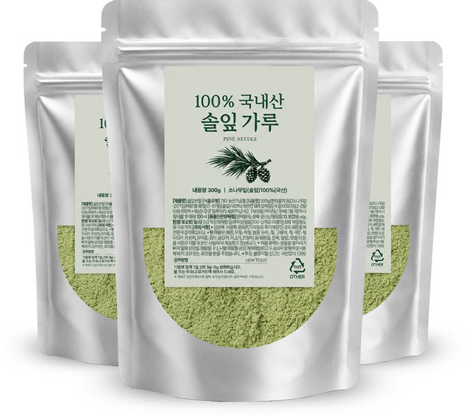 국산 솔잎 가루 100% 강원도 소나무잎 분말 파우더, 300g, 3개
