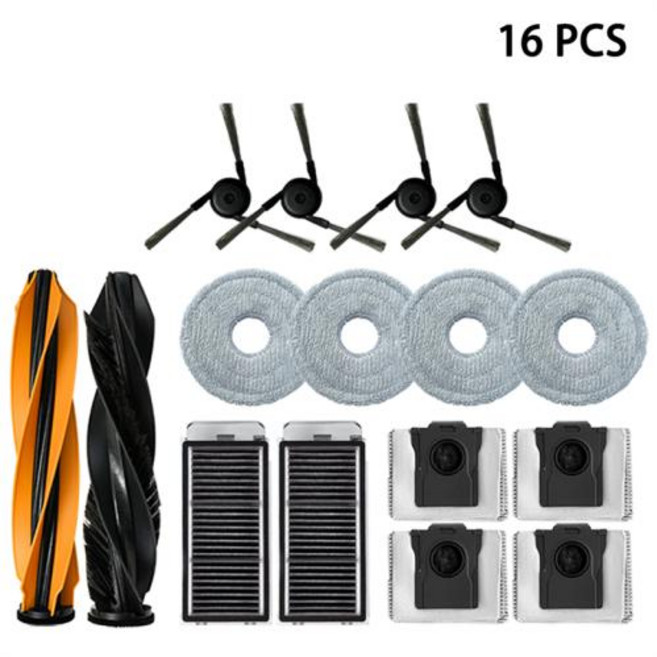 드리미 X50s 프로 마스터 로봇 청소기 액세서리 메인 사이드 브러시 걸레 천 헤파 필터 먼지 봉투 예비 부품, 2)16 PCS