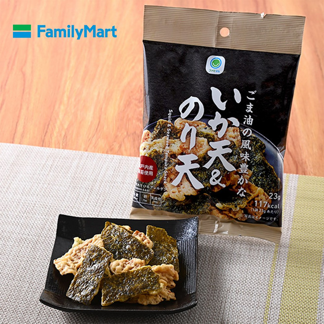 일본 훼미리마트 편의점 참기름 풍미의 오징어튀김과 김부각 23g, 1개, 1개
