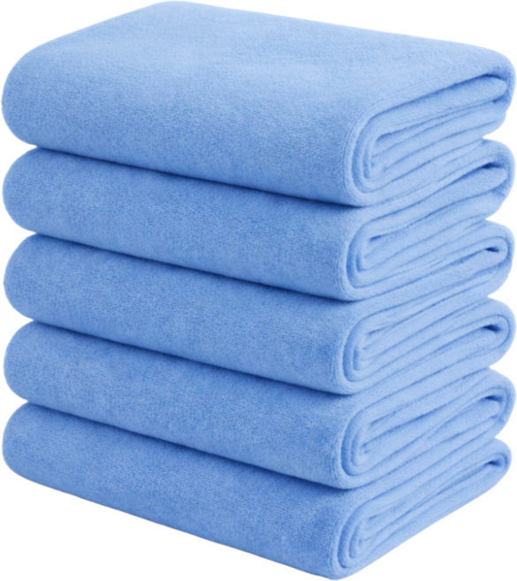 아크디 먼지없는 가벼운 극세사 수건, 블루, 5개