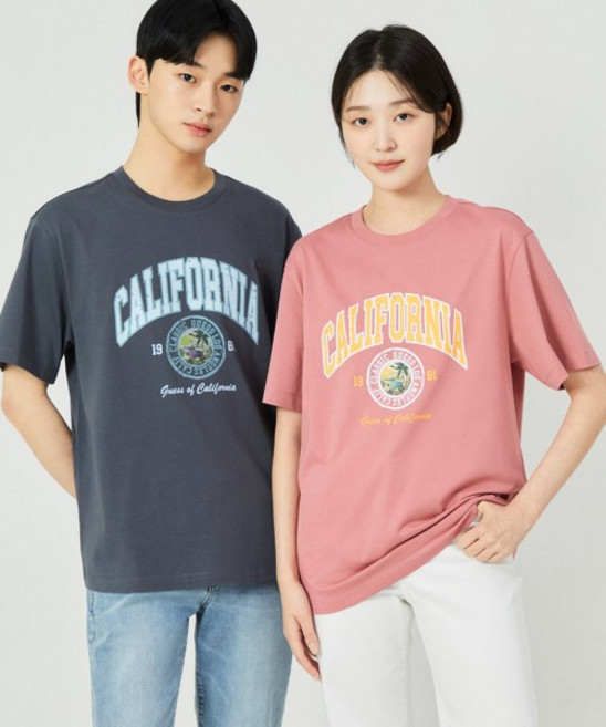 게스 GUESS 3color 유니 세미오버핏 로고 반팔티 NP2KE409NP2KE409 102694