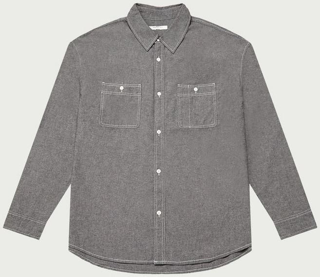 행텐 행텐 남성 코튼 샴브레이 오버핏 워크 셔츠_165(10530-020-611-10)