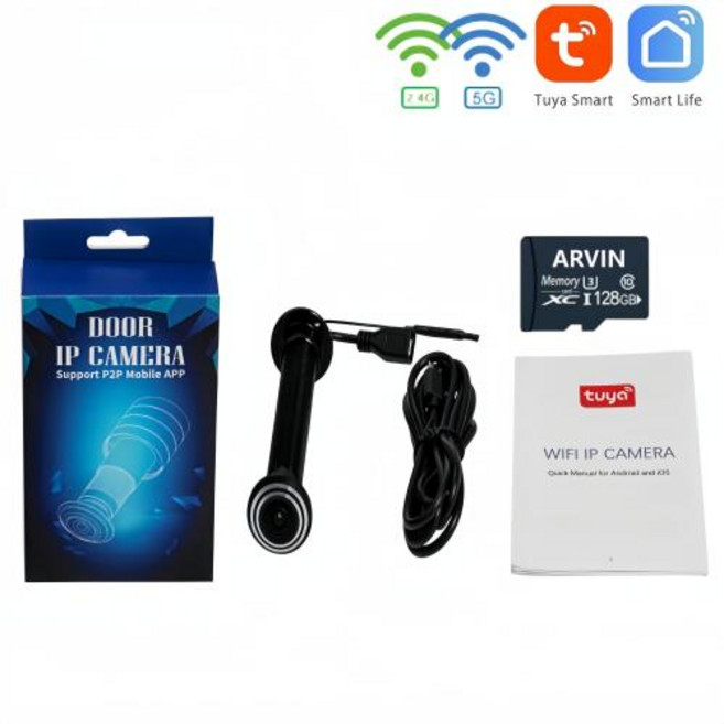 현관 비디오 인터폰 초인종 카메라 스마트 도어벨 Tuya 문짝 모션 감지 디지털 무선 눈 홈 5G 와이파이 구멍, P2-Camera-128