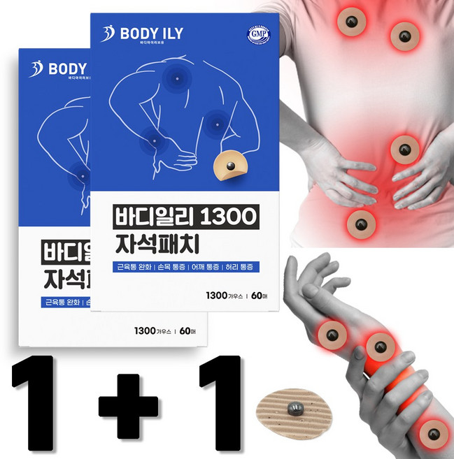 1+1 바디일리 1300가우스 자석패치 60매+60매, 1세트