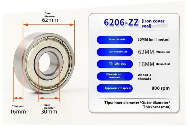2Pcs 비 자기 녹 방지 볼 베어링 6200 2Z 304 스테인레스 스틸, 05 6206 2Z
