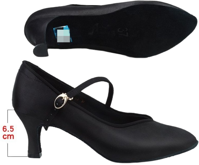 7.5cm 현대무용 신발 새틴 왈츠 댄스 구두 버클, 250, 블랙6.5 cm