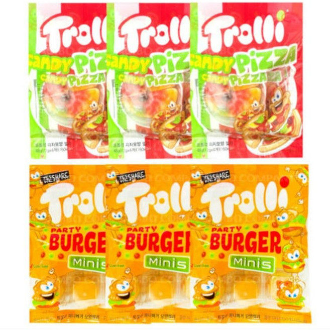 트롤리피자햄버거젤리세트 피자 3개 햄버거 3개, 294g, 10개