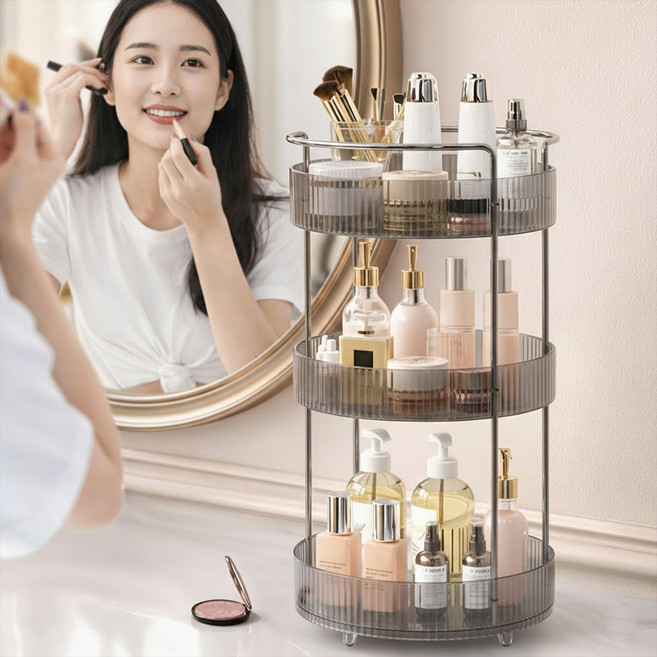 회전형 대용량 아크릴 3단 화장품 정리함 보관함, 1개, 단일